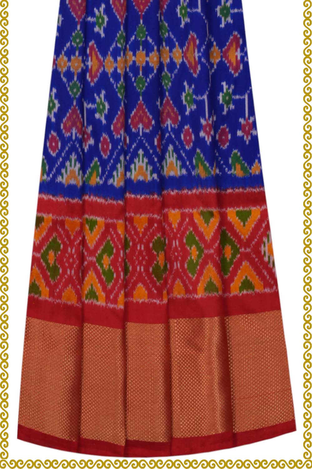 Image of Pochampally Silk Pavada Unstitched Set